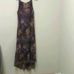 Floral shift dress with asymmetrical hem